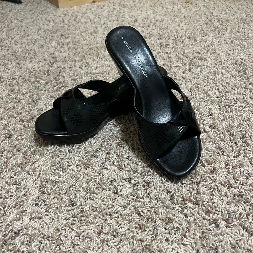 Athena Alexander Black Mules Sleek Minimalist Design